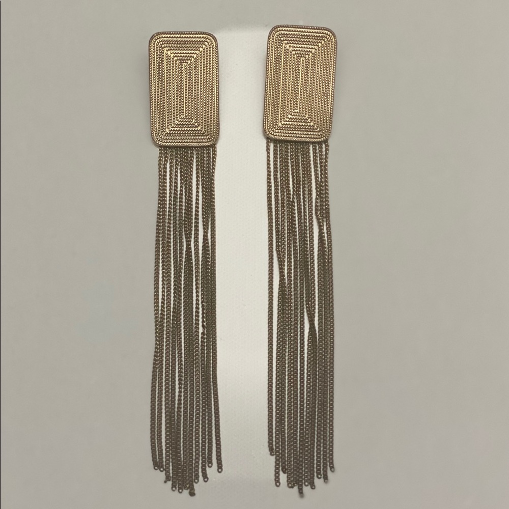 BCBG Gold Fringe Drop Earrings